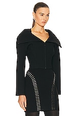 ALAÏA Zipped Jacket in Noir ALA?A, view 2, click to view large image.