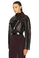 ALAÏA Leather Biker Jacket in Ebene, view 4, click to view large image.