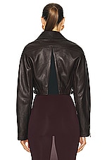ALAÏA Leather Biker Jacket in Ebene, view 5, click to view large image.