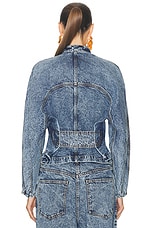 ALAÏA Round Jacket in Bleu Neige, view 3, click to view large image.