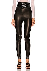 ALAÏA High Waisted Stretch Leather Legging in Noir, view 1, click to view large image.
