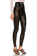 ALAÏA High Waisted Stretch Leather Legging in Noir, view 2, click to view large image.