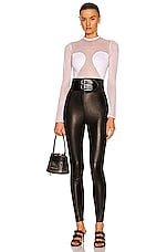 ALAÏA High Waisted Stretch Leather Legging in Noir, view 4, click to view large image.