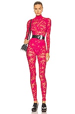 ALAÏA Lace Legging in Fuchsia, view 4, click to view large image.