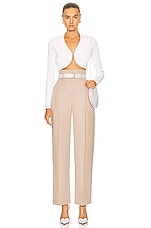ALAÏA High Waisted Pant in Beige Clair, view 4, click to view large image.