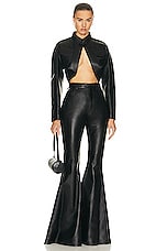 ALAÏA Leather Flare Pant in Noir Alaia, view 4, click to view large image.