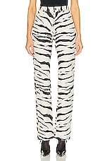 ALAÏA Straight Pants in Creme & Noir Brule, view 1, click to view large image.