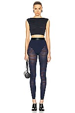 ALAÏA Striped Legging in Marine, view 4, click to view large image.