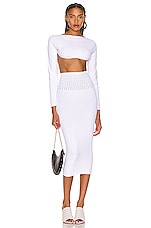 ALAÏA Tube Skirt in Blanc Optique, view 4, click to view large image.