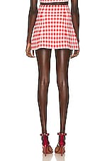 ALAÏA Check Mini Skirt in Rouge & Rose, view 3, click to view large image.