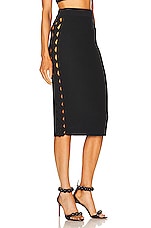 ALAÏA Openwork Skirt in Noir, view 3, click to view large image.