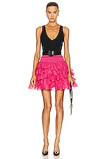 ALAÏA Ruffle Skirt in Fuchsia, view 4, click to view large image.