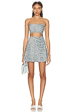 ALAÏA Mini Skirt in Blanc & Opaline, view 4, click to view large image.