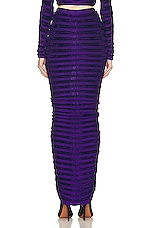 ALAÏA 3d Long Skirt in Ultraviolet, view 3, click to view large image.