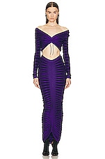 ALAÏA 3d Long Skirt in Ultraviolet, view 4, click to view large image.