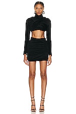 ALAÏA Draped Skirt in Noir, view 4, click to view large image.