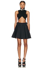 ALAÏA Skater Skirt in Bleu Fonce, view 4, click to view large image.