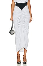 ALAÏA Draped Skirt in Gris & Noir, view 1, click to view large image.