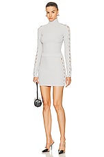 ALAÏA Mini Skirt in Gris Perle, view 4, click to view large image.