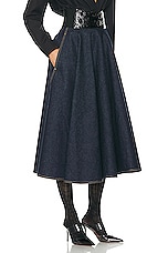 ALAÏA Belt Skirt in Bleu Denim, view 2, click to view large image.