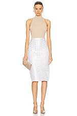 ALAÏA Pencil Skirt in Blanc, view 4, click to view large image.