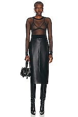 ALAÏA Leather Pencil Skirt in Noir, view 4, click to view large image.