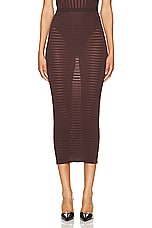 ALAÏA Stripped Skirt in Chocolat, view 1, click to view large image.