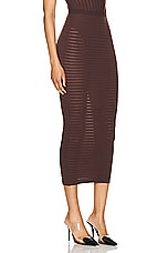 ALAÏA Stripped Skirt in Chocolat, view 2, click to view large image.