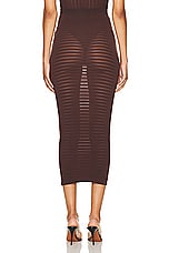 ALAÏA Stripped Skirt in Chocolat, view 3, click to view large image.