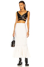 ALAÏA Fit and Flare Maxi Skirt in Ivoire, view 4, click to view large image.