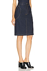 ALAÏA Pencil Skirt in Bleu Denim, view 2, click to view large image.