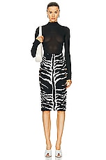 ALAÏA Pencil Skirt in Blanc & Noir, view 4, click to view large image.