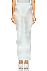 ALAÏA Striped Skirt in Menthe, view 1, click to view large image.
