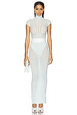 ALAÏA Striped Skirt in Menthe, view 4, click to view large image.