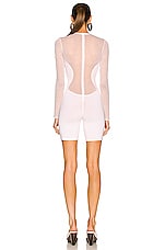ALAÏA Second Skin Biker Short Romper in Blanc, view 3, click to view large image.