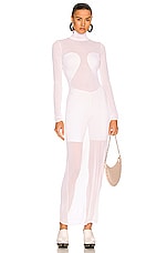 ALAÏA Second Skin Biker Short Romper in Blanc, view 4, click to view large image.