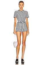 ALAÏA Check Playsuit in Noir & Blanc, view 1, click to view large image.