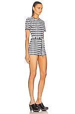 ALAÏA Check Playsuit in Noir & Blanc, view 2, click to view large image.