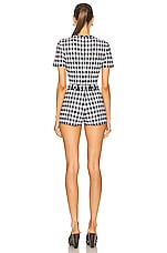 ALAÏA Check Playsuit in Noir & Blanc, view 3, click to view large image.