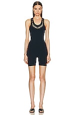 ALAÏA Cut Out One Romper in Minuit, view 2, click to view large image.