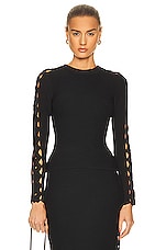 ALAÏA Openwork Top in Noir, view 1, click to view large image.