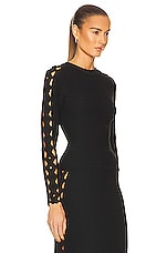 ALAÏA Openwork Top in Noir, view 2, click to view large image.