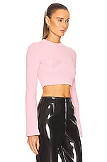 ALAÏA Detroit Crop Top in Rose Clair, view 2, click to view large image.