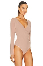 ALAÏA Wrap Angie Bodysuit in Nude, view 3, click to view large image.