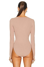 ALAÏA Wrap Angie Bodysuit in Nude, view 4, click to view large image.