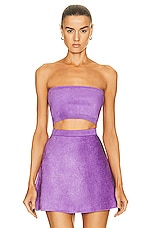 ALAÏA Velvet Bandeau Top in Glycine, view 1, click to view large image.