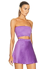 ALAÏA Velvet Bandeau Top in Glycine, view 2, click to view large image.