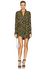 ALAÏA Printed Bodysuit in Nuit & Jaune, view 5, click to view large image.