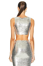 ALAÏA Sequin Top in Argent, view 3, click to view large image.