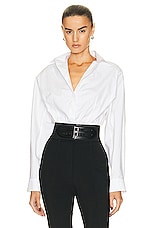 ALAÏA Belted Shirt in Blanc, view 1, click to view large image.